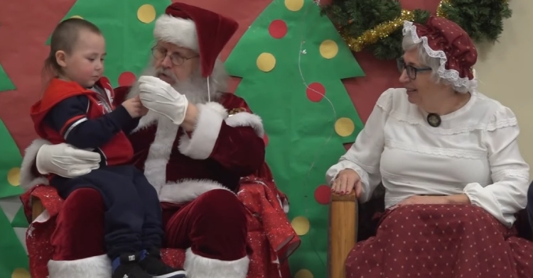 Santa and Mrs Claus visit with Inupiat kids in Alaska