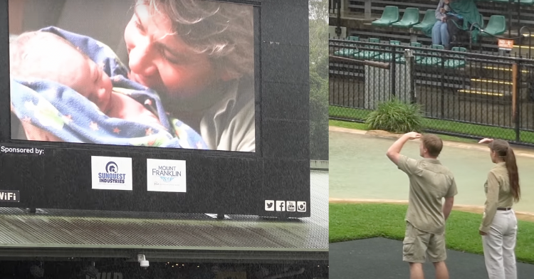 robert irwin watching video that shows his dad sharing a beautiful message about him.