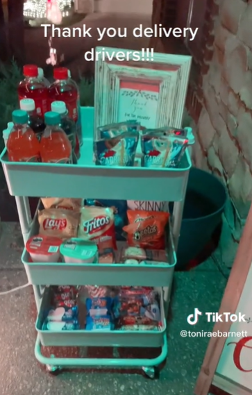 Toni and Jason Barnett's snack cart for delivery drivers.