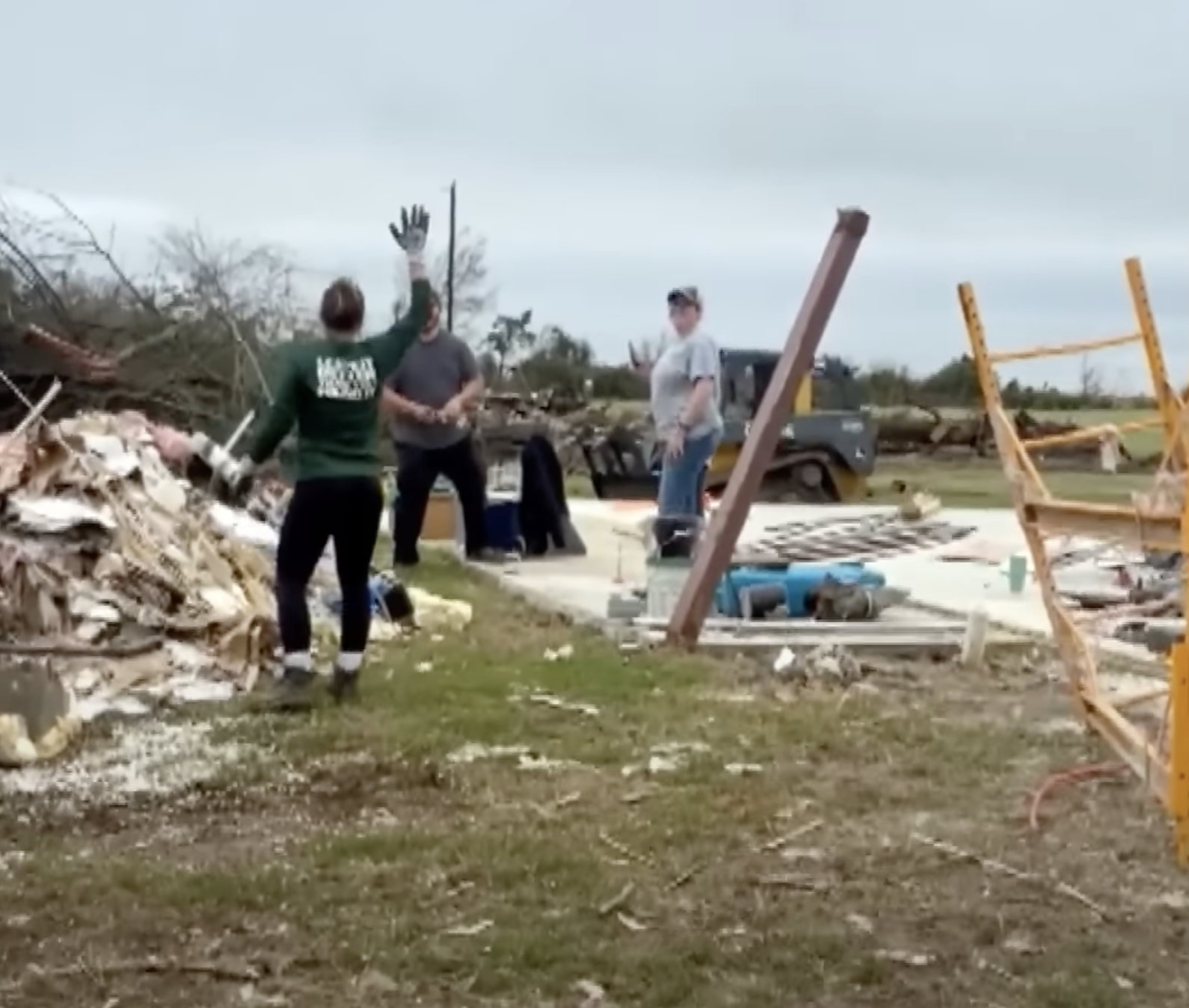 softball player helping find engagement ring in debris. 