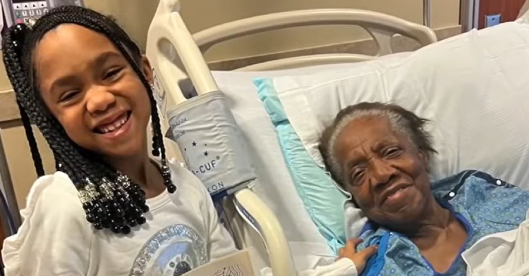 Mariah Galloway and her great grandma in hospital