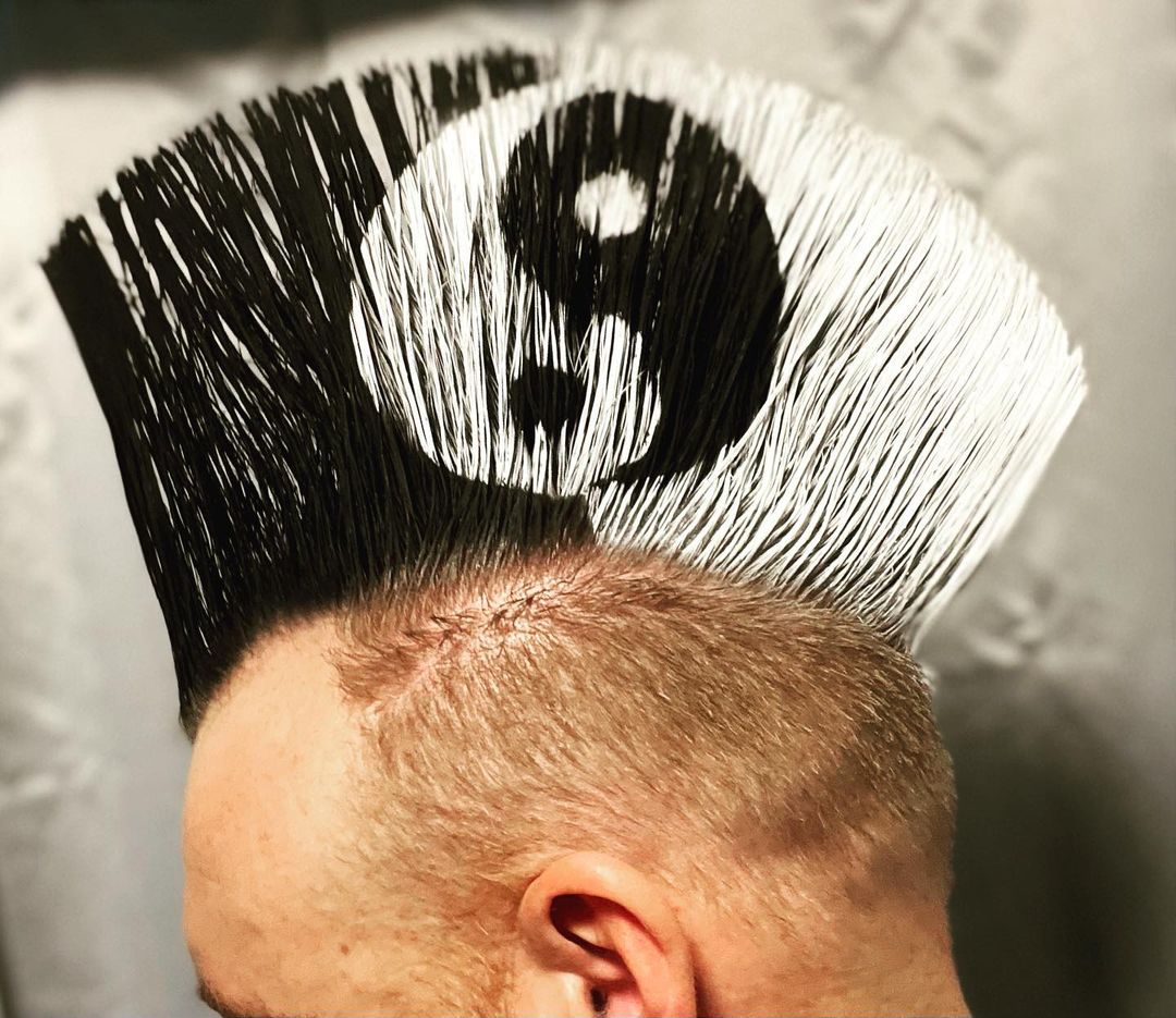 Thomas "Zach" Zacharias models his Mohawk Nurse design. This one features a yin yang