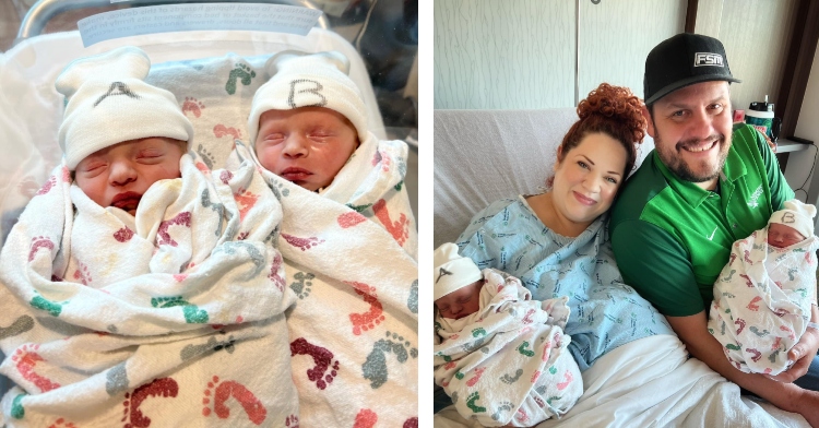 Kali Jo and Cliff Scott with twin newborn daughters.