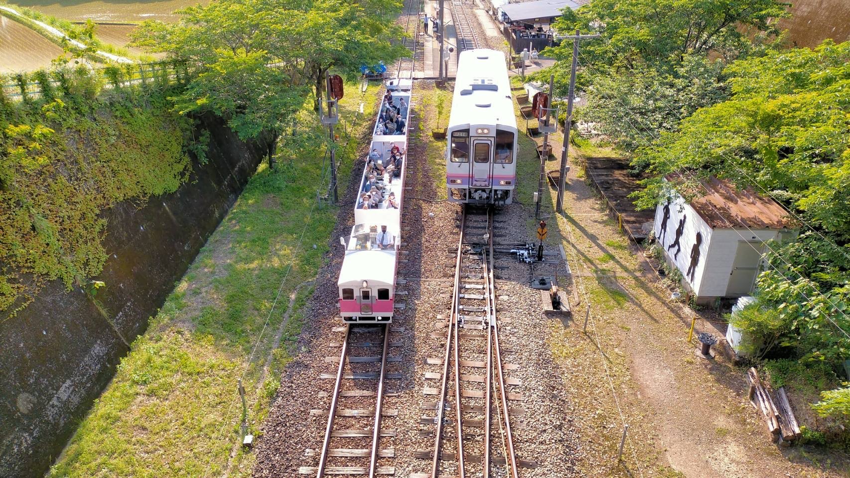 Ariel view of the Amaterasu Railway as it carries folks to their destination.
