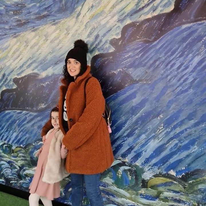 Gemma Leighton and daughter Edie at Van Gogh exhibit