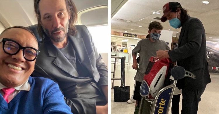 Keanu Reeves interacting with fans in airports