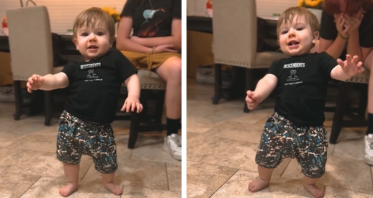 Baby learning to walk starts dancing instead