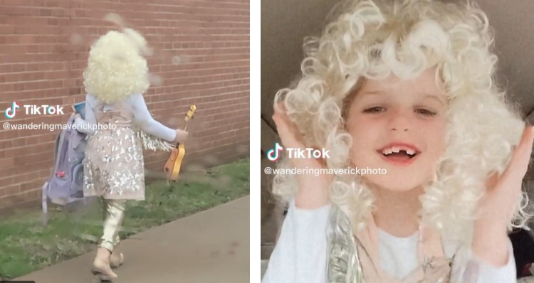 Stella dressed up as Dolly Parton