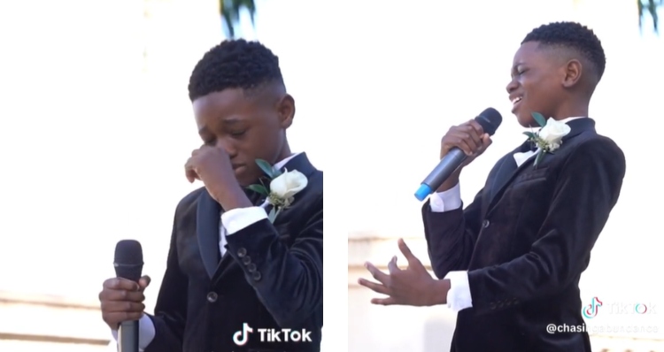 Aiden singing at wedding.