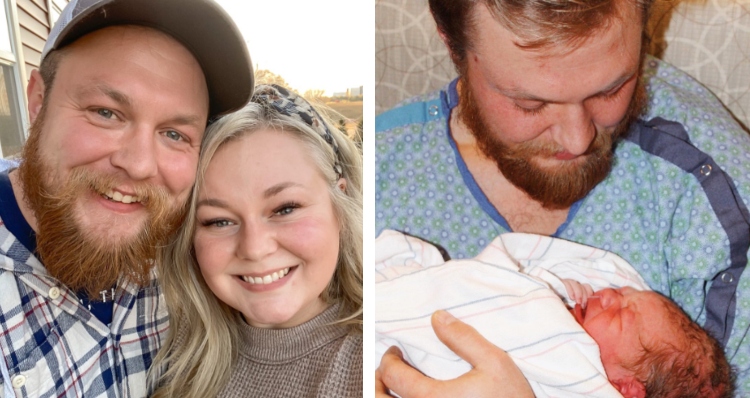 Ashley and Andrew Goette smiling with son Lenny