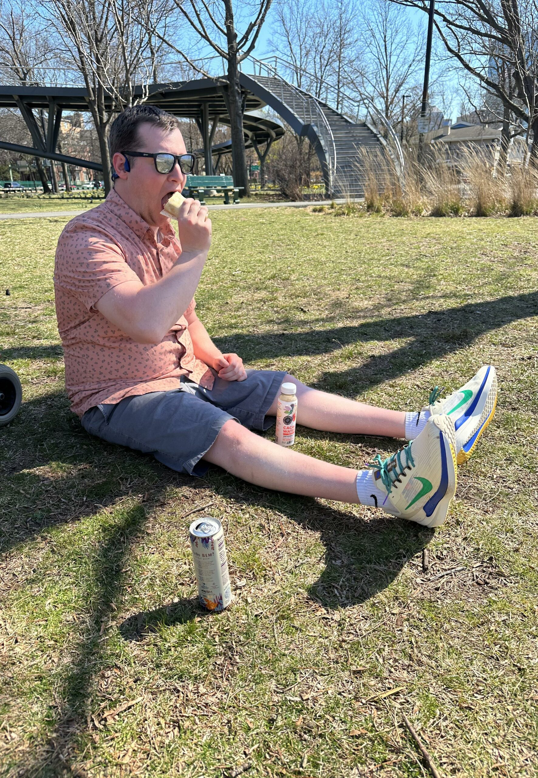Jake Haendel eating ice cream in the park