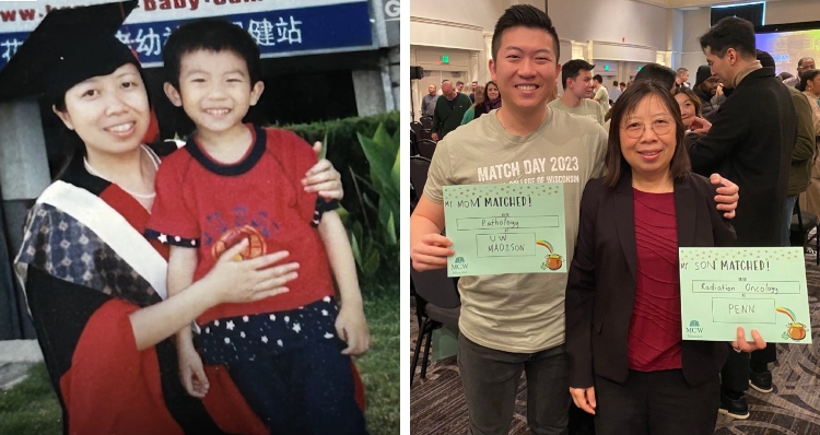 Wenjing Cao and her son Hefei Liu on Match Day