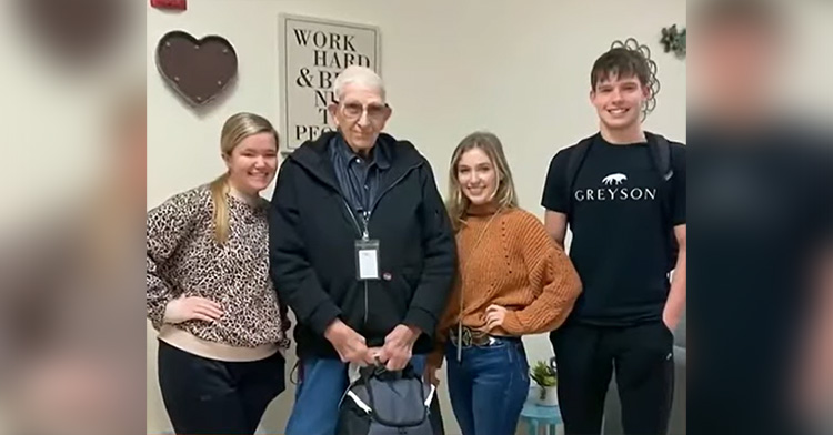 Greyson Thurman, Banner Tidwell, and Marti Yousko with Mr. James