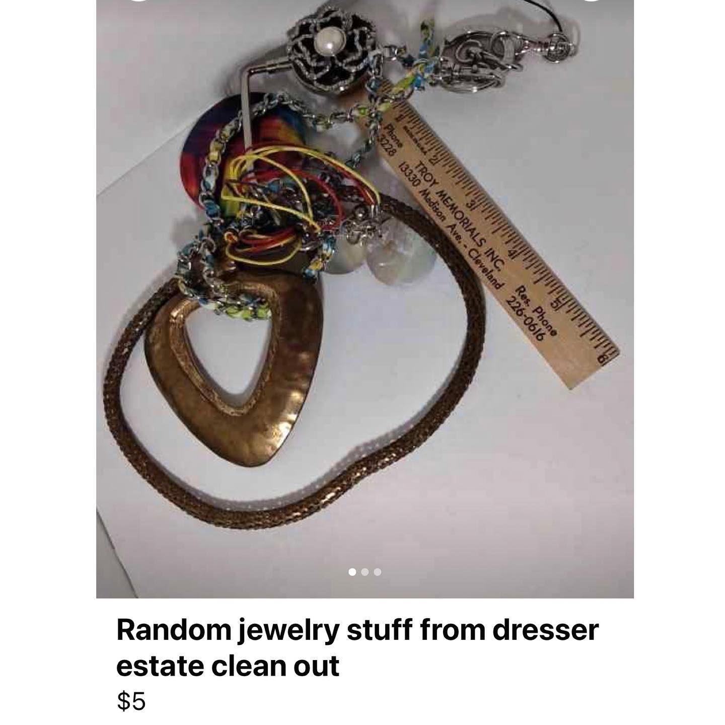pile of tangled jewelry being sold on Facebook