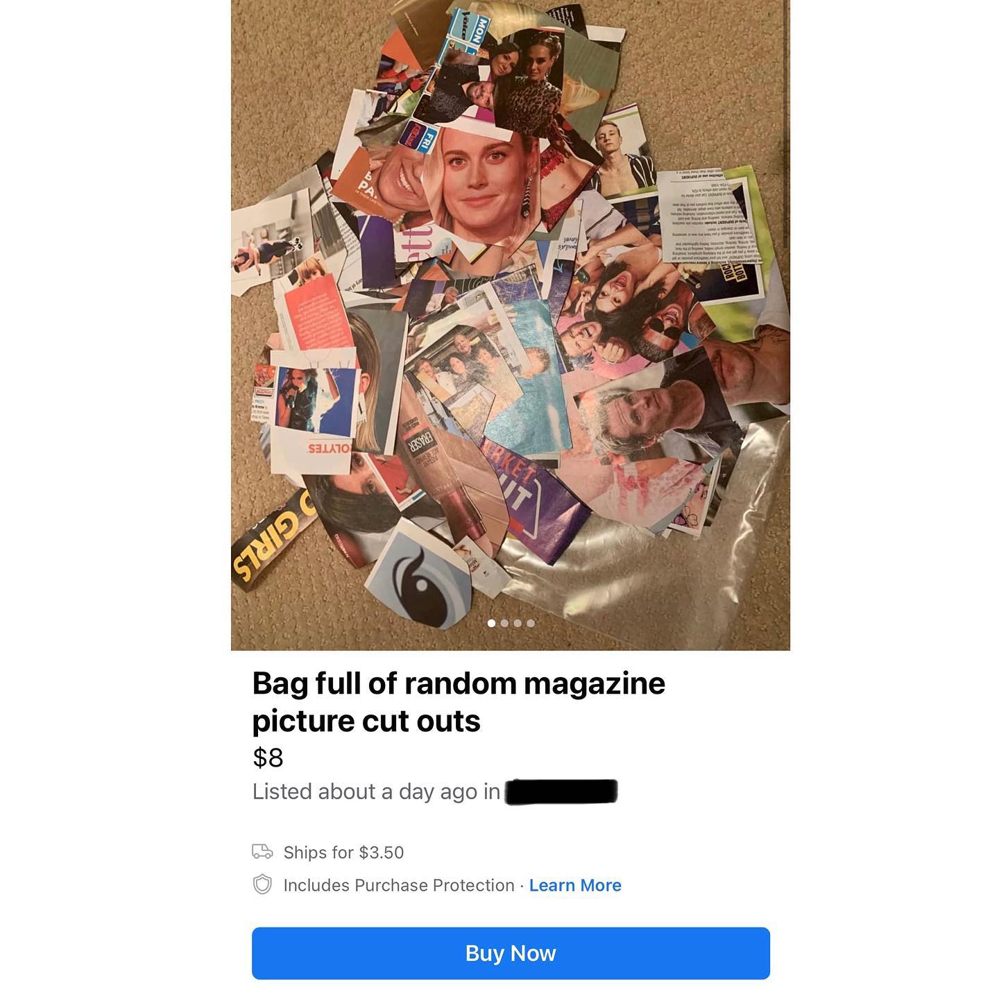 pile of magazine clippings for sale on Facebook