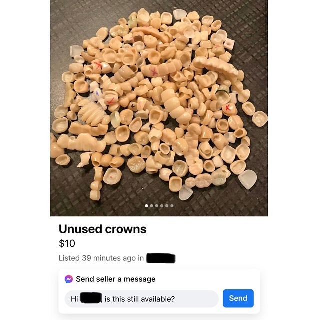 a pile of dental crowns for sale