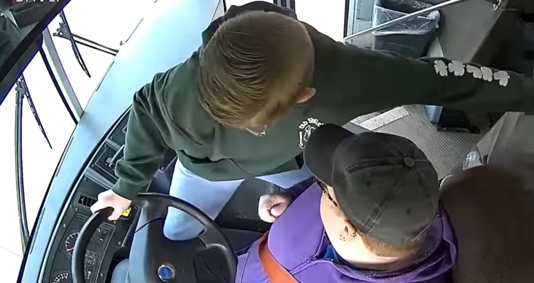 Dillon Reeves stops bus when driver passes out.