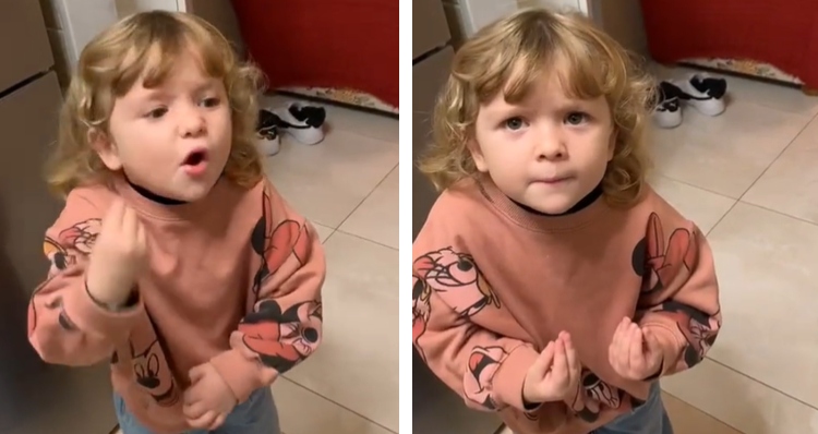 little girl speaking Italian with her hands