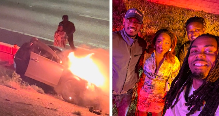 KJ Osborn and other Good Samaritans save man from burning car.