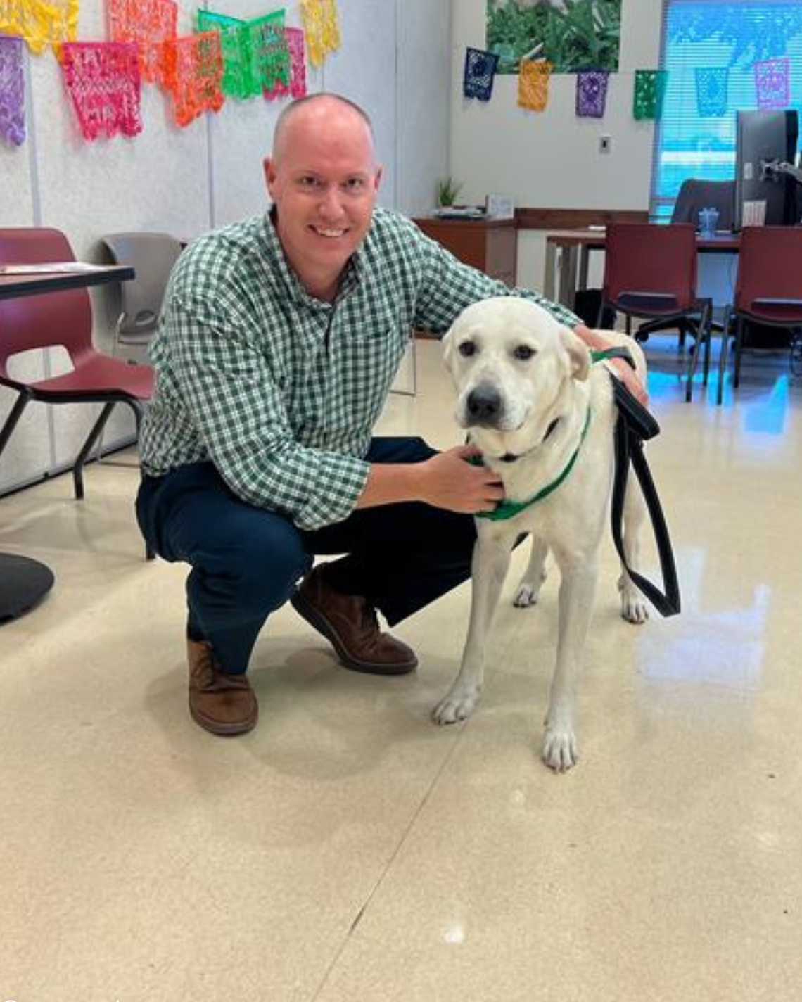 Mr C and Lucky the dog