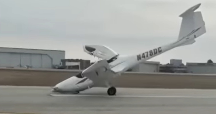 Taylor Hash's plane after emergency landing.