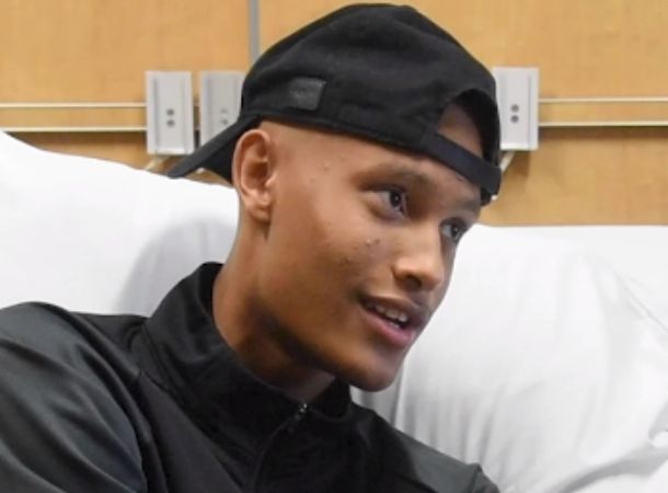 Cancer patient Cade Thompson during his treatment in Indiana.