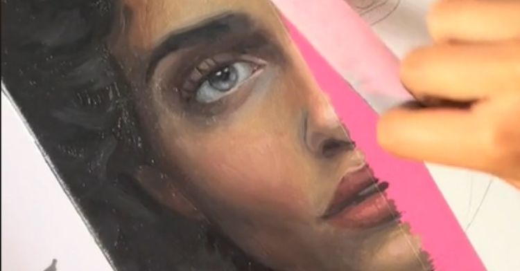 A TikTok artist created a portrait using only four colors.