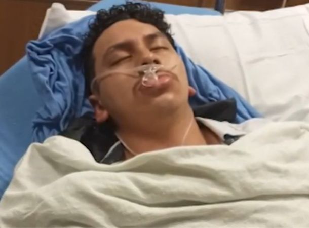 Rene Amaya recovers from a wasp sting in the hospital.