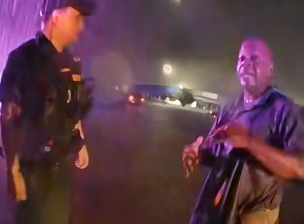 Man rescued from flood is grateful for his life.