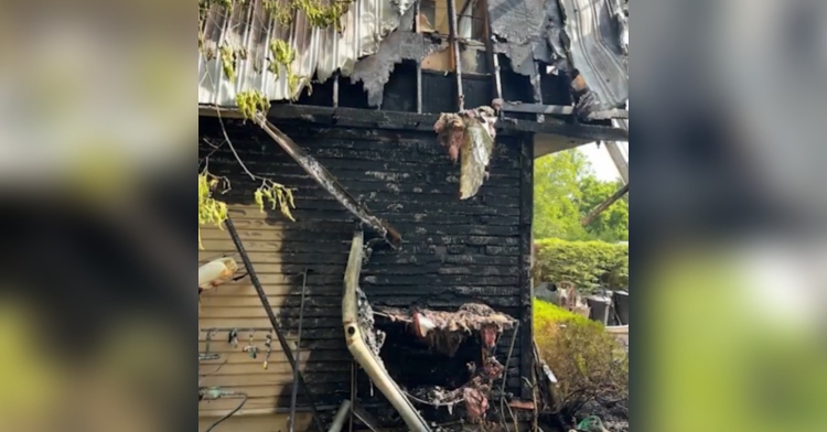 Aftermath of a house in Tennessee that caught fire.