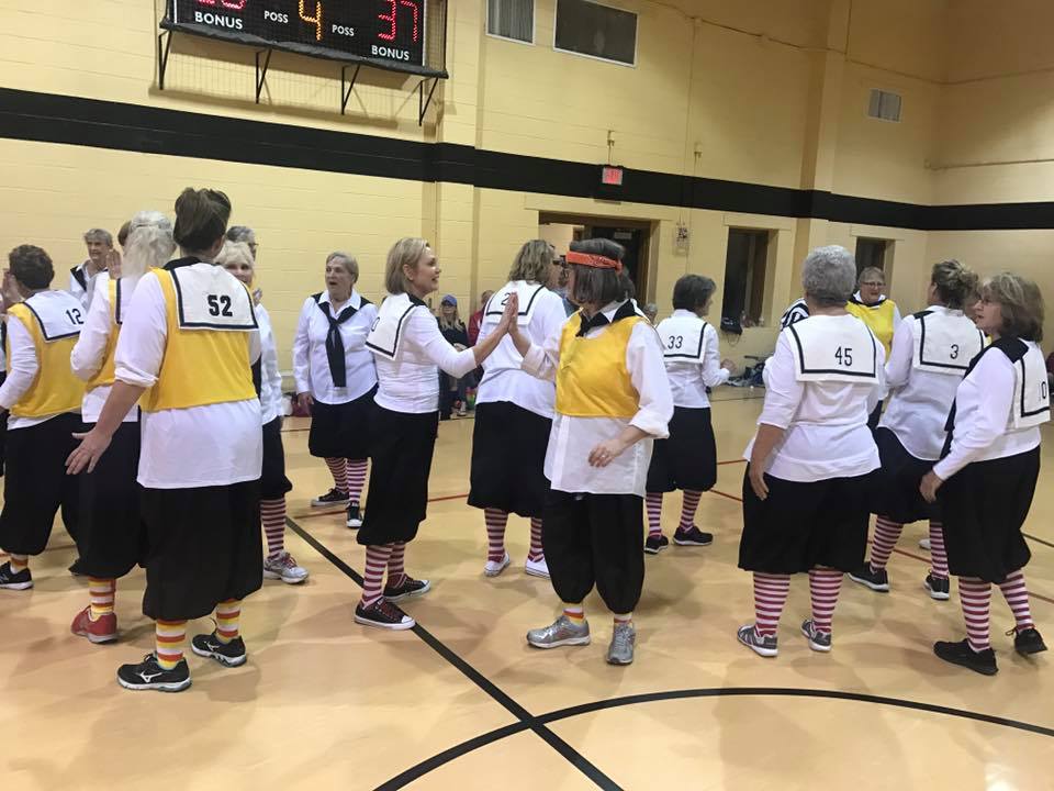 Women over 50 participating in the Granny Basketball League.