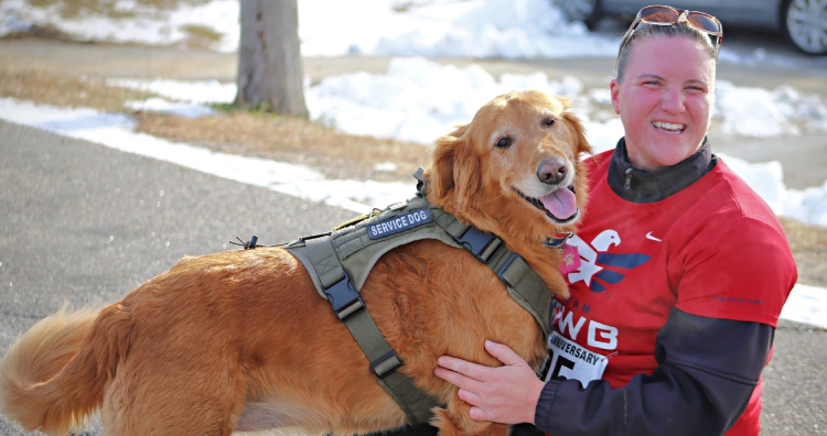 Army veteran Christy Harding and service dog Moxie.