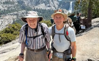 Everett and his son at the end of their life-changing hike.