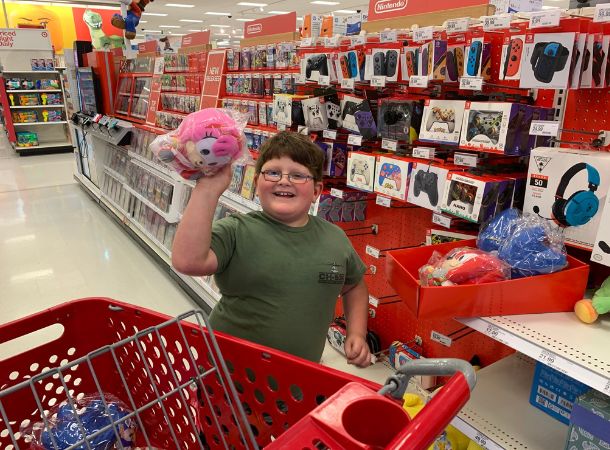 Gabe Lyle got to go on a shopping spree at Target.