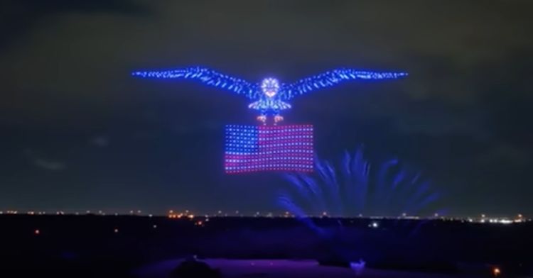Drones create an incredible light show for July 4th.
