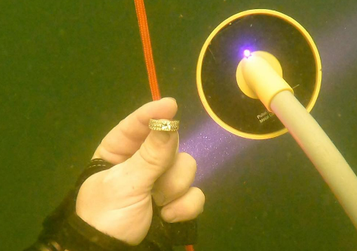 Merman Mike found the ring in the cloudy water.
