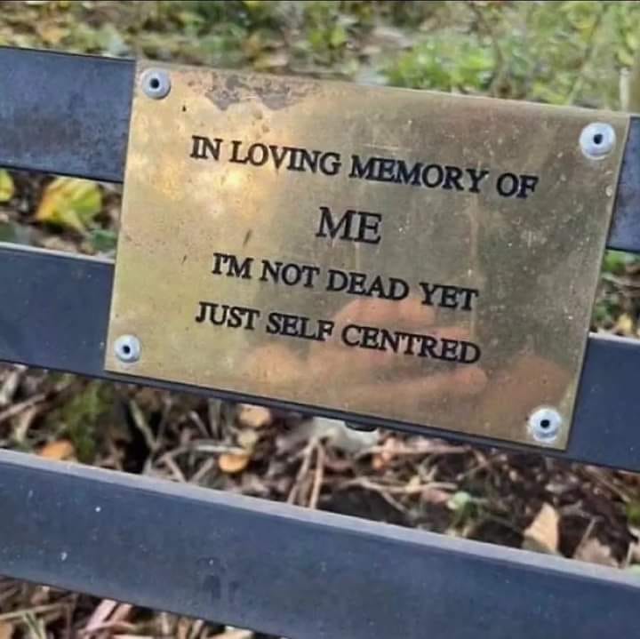 Park bench with a plaque that reads 