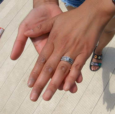 Jennie lost her wedding ring in the lake while swimming.