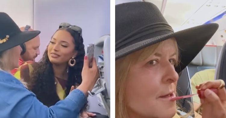 These women bonded over makeup during their flight.