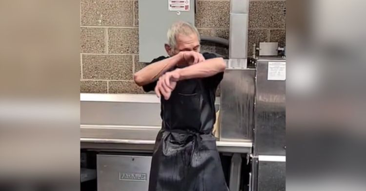 This veteran cried when his coworkers celebrated his birthday.