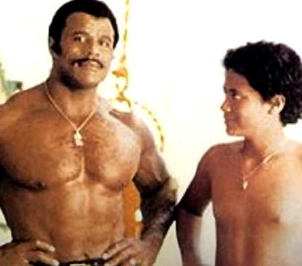 Dwayne 'The Rock' Johnson at Age 12 with dad, Rocky Johnson.