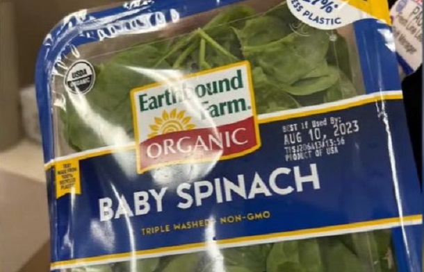 Organic Spinach container where the frog was found