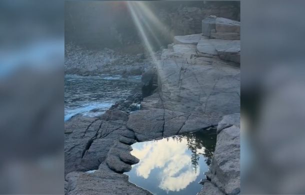 pools of water in scenic rock