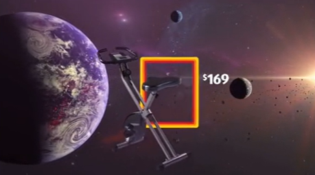 ALDI commercial showing a bike in outer space.