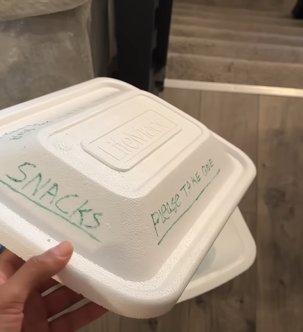 Package with snacks meant for the delivery person.