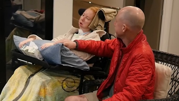 Tanya and Mike, still in love after Tanya suffered a devastating stroke. The couple is seen still holding hands with Tanya in a wheelchair and Mike beside her.