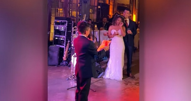 Image shows the toast following a son's best man speech at his father's wedding.