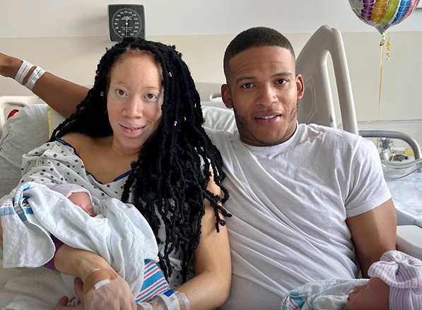 These parents and their twins all share the same birthday.