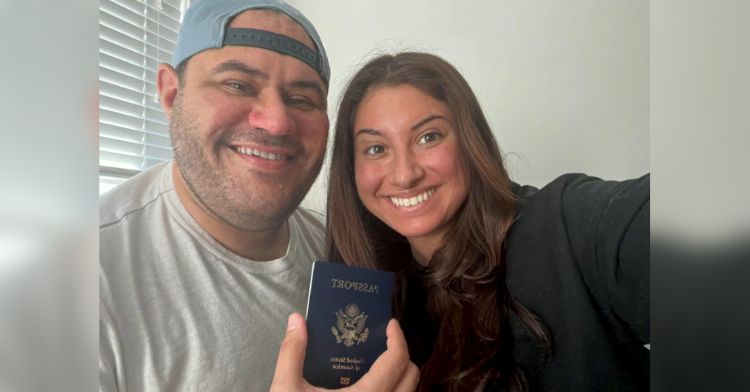 This bride and groom-to-be were grateful for the new passport.