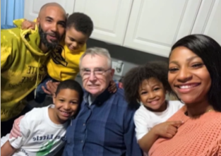 This family got a little bigger when they adopted their elderly neighbor. 